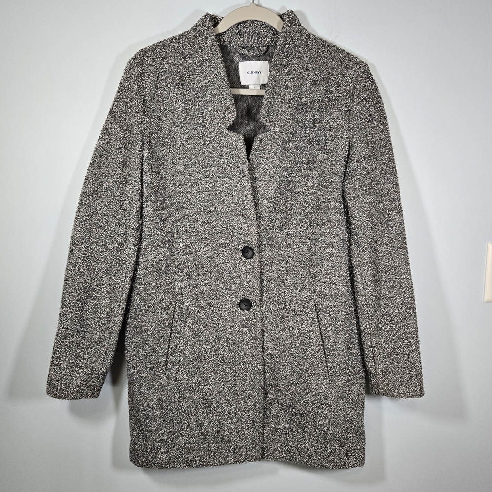 Old Navy Women’s Relaxed Textured Button Front Coat Size Small‎ Pea Coat Style